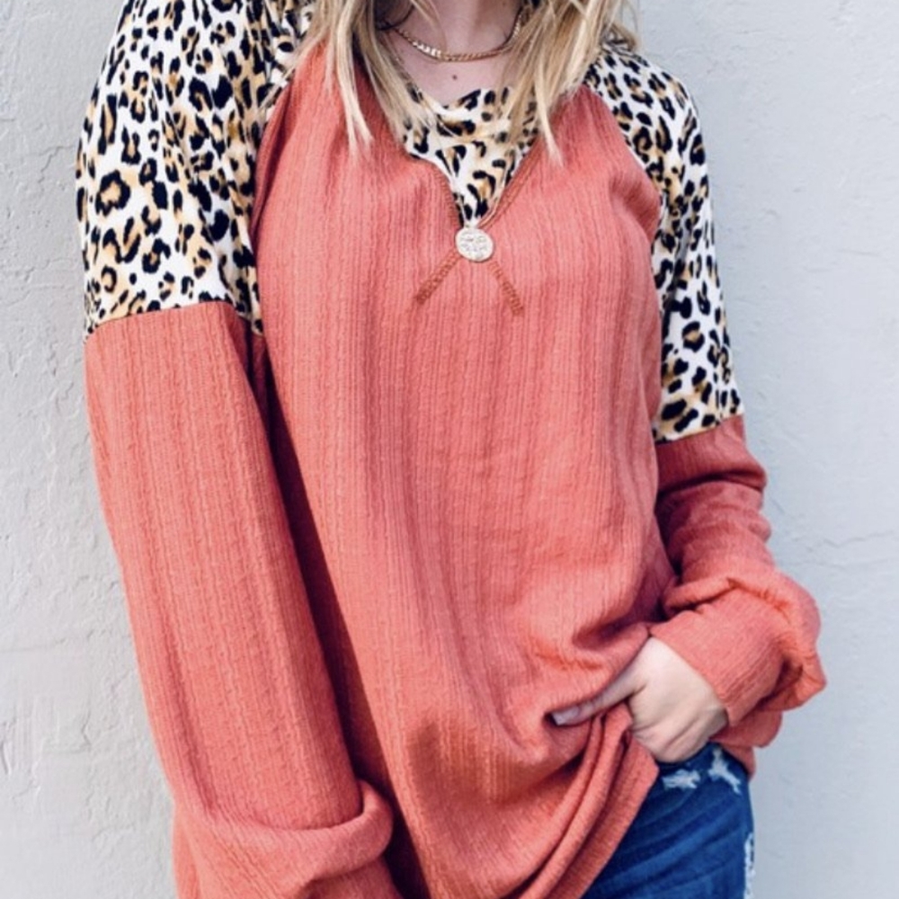 Leopard Detail Knit Top